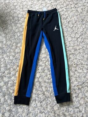 Jordan Black Colorblock Kids' Jogger Pants with Blue, Gold & Mint